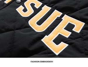 2025แจ็กเก็ตทีมตัวแทนฤดูหนาวหนาวของผู้ชายเสื้อโค้ทหนาหนาสำหรับกลางแจ้งเสื้อคลุมตัวอักษรแฟชั่นปักลายเสื้อแจ็กเก็ตมหาวิทยาลัยสำหรับผู้ชาย - Product Image 6