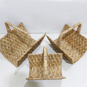 Artex Dong Thap Water Hyacinth Firewood <b>Basket</b> Handled <b>Log</b> Carrier Holder Set - Product Image 6