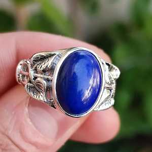Boho Chic Lapis Lazuli <b>Statement</b> <b>Ring</b> Handmade Sterling Silver <b>Ring</b> for Gift - Product Image 1
