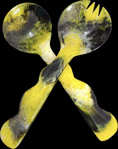 Handmade Indian Resin Eco-Friendly Mirror <b>Salad</b> Server Set <b>Spoons</b> for Party Use Factory Direct Rate Available Saniya Handicraft - Product Image 4