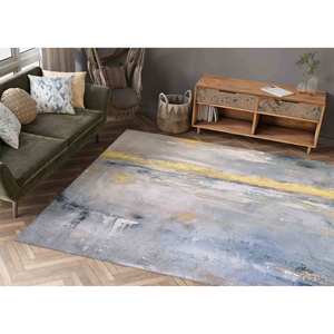 Alfombra Gris Rústica: Alfombra Moderna Impresa en 3D, Alfombra Delgada No Tejida - Product Image 1