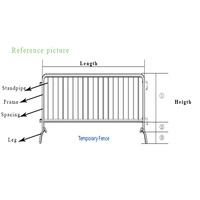 Barrière de contrôle de foule en acier revêtu de PVC de 1,5 m, facilement assemblable, avec logo personnalisé, pour événements et concerts