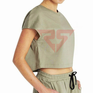 Wholesale Custom Logo 2023 Thin Blank Women Crop <b>Top</b> t-shirts 100% Cotton High Quality plain T-shirt - Product Image 6