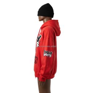 High Quality Women <b>Hoodie</b> 320 GSM Cotton Polyester Fleece Fabric <b>Red</b> Color CustomLogo Embroidery Printing women's basics <b>Hoodies</b> - Product Image 3