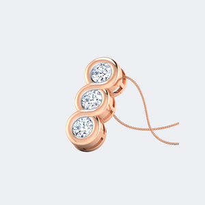 Collar con Colgante Solitario con Engaste de Bisel y Corte Redondo de 0.70CTW, Diamante Cultivado en Laboratorio, Color D E F, Claridad VVS VS, Oro Blanco, Oro Rosa, Joyería para Mujer - Product Image 4