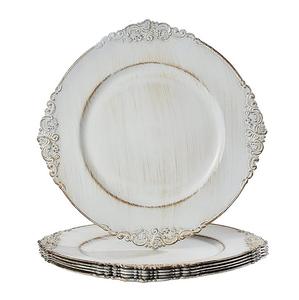 Gravure Design Bordure Décorative Blanche Antique Plaque de Chargeur Forme Ronde Plaque de Chargeur Forme Ronde Design Moderne - Product Image 1