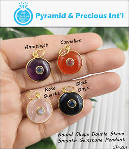 Colgantes finos de cristal de cuarzo rosa, abalorios con forma de piedra doble, joyería de piedras preciosas, conjunto de bisel de oro Vermeil, joyería colgante curativa - Product Image 2