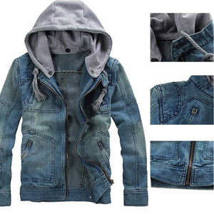 Chaqueta Vaquera Personalizada, Informal para Exteriores, 100% Algodón, con Capucha, Lavada, para Hacer Ejercicio, Diseño Nuevo, para Hombre - Product Image 6