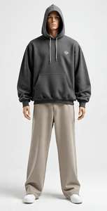 Conjunto Deportivo al por Mayor OEM/ODM, Negro, 100% Algodón, Logotipo Personalizado, Conjunto Deportivo Grueso de Pantalones Deportivos y Sudadera con Capucha para Hombre 2026 - Product Image 4