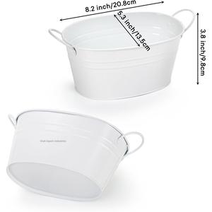 Popular Galvanized White Fresh Flower Planter With Side Handle Oval Shape for Home Garden <b>Patio</b> Decorative Planters - Product Image 4