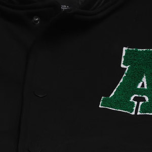 Classic Retro Look Men Varsity Jacket Premium Quality Full Sleeves <b>Covered</b> <b>Button</b> Embroidery Patchwork Stand Windproof - Product Image 5