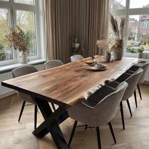 Table à manger carrée en bois massif rustique moderne faite à la main, écologique, pour appartement, villa, hôtel, école et décoration intérieure - Product Image 4