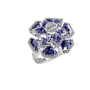 Anillo de compromiso de racimo de zafiro sintético en forma de cometa atemporal 14K oro sólido laboratorio cultivado diamante acento regalo de boda OEM ODM - Product Image 5