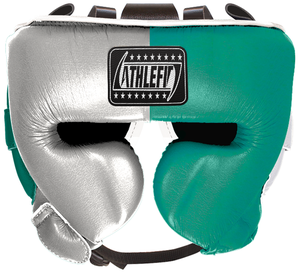 Casco de Kickboxing de cuero de cara completa con estampado personalizado de alta calidad con equipo de boxeo juvenil Chin Guard - Product Image 3