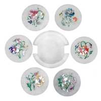 Sous-verres en marbre nacre floral, ensemble de sous-verres en incrustation faits à la main en Inde pour table basse et décoration intérieure