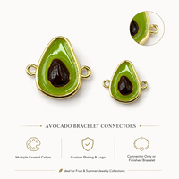 Ciondoli Personalizzati per Gioielli alla Moda, Ciondolo a Forma di Frutta Avocado Smaltato Placcato Oro 18k per Connettori Braccialetti