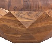 Table basse décorative moderne en forme de diamant en bois d'acacia massif brun finition naturelle pour salon et bureau à domicile
