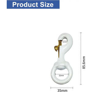 Topflags 2 Pack 3.5 Inch Metal Swivel <b>Hooks</b> White Rubber Coated Flagpole Rope <b>Clips</b> Outdoor Pet Promotional Keychains Carabiners - Product Image 4