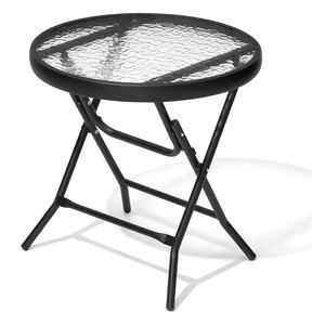 Mesa de centro plegable de cristal de metal redonda para interiores Sukavina - Product Image 4