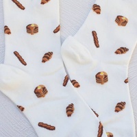 Mini quotidien décontracté doux coton cheville chaussettes nourriture gâteau pain modèles quart chaussettes pour hommes femmes en gros en vrac impression numérique