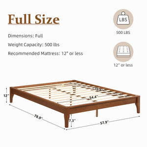 Cadre de lit plate-forme en bois de bambou massif naturel Structure à tenon à mortaise de style moderne facile à assembler avec MDF pour meubles de maison - Product Image 5