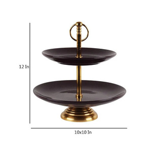 Soporte de pastel rústico de 2 niveles para bodas y celebraciones Soporte decorativo de pastel de 2 niveles con pedestal elegante - Product Image 1