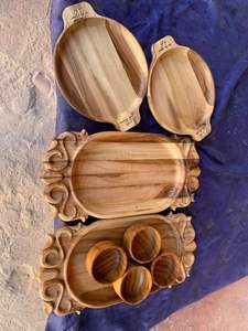 BANDEJA IMPRESA DE MADERA USADA DE LA MEJOR CALIDAD TALLADA Forma cuadrada disponible y artesanía de la India mejor muestra Venta caliente - Product Image 3