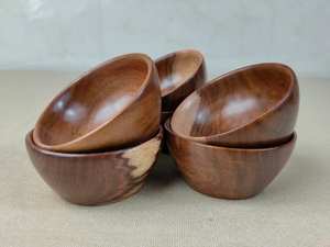 <b>Set</b> of <b>Wooden</b> Small Bowls Made of Sheesham Wood for Foodstuff Herbs Spices Nibbles Multi Purpose Bowls <b>Set</b> of 6 Round Wood Bowl - Product Image 2