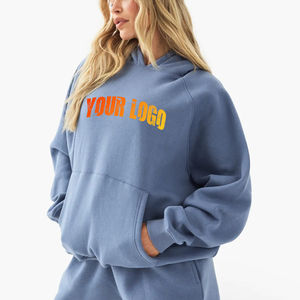 Sudadera con capucha de gran tamaño de lana de algodón pesado de alta calidad para mujer logotipo impreso DTF personalizado Color sólido transpirable Hip Hop capucha de mujer - Product Image 4