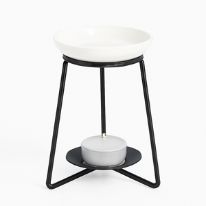 Brûleur à mazout minimaliste en marbre blanc avec accent de cuivre Diffuseur de parfum de maison de luxe pour aromathérapie et décoration - Product Image 2