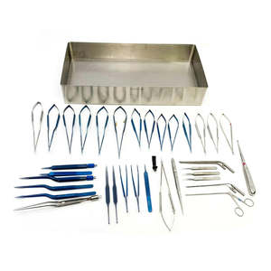Ensemble de base de microchirurgie, instruments chirurgicaux manuels à manche plat en acier inoxydable, approuvés CE Classe II, garantie 2 ans MOL - Product Image 5