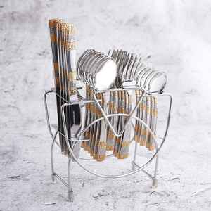 Service de couverts moderne en acier inoxydable avec poignée plate épaisse Couverts italiens blancs Serveur de salade de Guangzhou en métal - Product Image 4