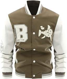 Chaqueta Varsity Personalizada para Hombre de Alta Calidad, con Bordado Chenille, Patrón de Letras, Tela de Lona Delgada, Material de Poliéster - Product Image 1