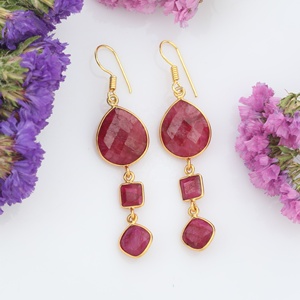 ต่างหูทับทิมย้อมสีแดงสวยต่างหูแฟนซี925เงินแท้ต่างหูคุณภาพสูงสำหรับผู้หญิงและเด็กผู้หญิง - Product Image 6