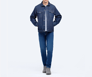 Veste en jean pour homme de haute qualité, sans col, tissu confortable, design tricoté imprimé sur toute la surface, imperméable, hiver - Product Image 1