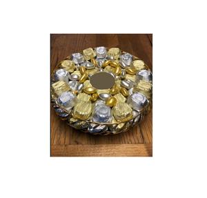 Tazón para servir de chocolate y metal dorado, mesa redonda de Calidad exclusiva, dátiles decorativos u otros dulces, suministros para servir - Product Image 5