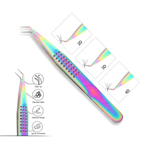 แหนบต่อขนตาสีโรสโกลด์ทำด้วยมือพร้อมปลายแหลมอุปกรณ์เสริมความงามสำหรับต่อขนตาทำจากสเตนเลสสตีล - Product Image 5