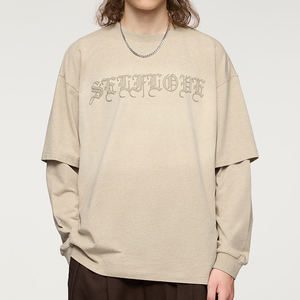 Streetlab Puff Print Long Sleeve T-Shirt 250 Gsm Oversized Men Street Style <b>Back</b> Logo Custom Design - Product Image 4