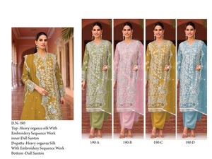 Traje paquistaní de lujo en seda Organza pesada con bordado exquisito y trabajo de secuencia perfecto para fiestas de boda ropa festiva - Product Image 6