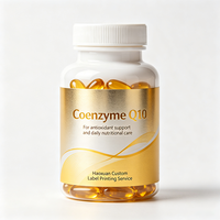 Étiquettes personnalisées Haoxuan pour flacons de coenzyme Q10, autocollants imprimés étanches avec estampage à chaud doré pour l'emballage de produits de suppléments