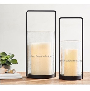 Nuevos candelabros decorativos para huracanes, Metal duradero/vidrio, para el hogar Decoración de mesa, soporte plateado para huracanes - Product Image 2