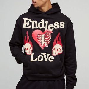 Sweat à capuche brodé 100% coton 400 GSM lourd pour homme sérigraphie personnalisée de haute qualité Streetwear avec appliques pour l'hiver - Product Image 1