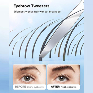 Pinzas de cejas de mano compactas negras personalizadas, juego de pinzas de herramientas de maquillaje con purpurina, pinzas de cejas inclinadas - Product Image 5