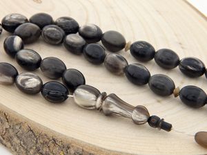 ลูกปัดแทสบิห์ฮอร์นฮอร์นฮอร์นจากช่างฝีมือทำด้วยมือพร้อมการประดิษฐ์ตัวอักษรอิสลามสำหรับการปฏิบัติที่เสียไปในราคาไม่แพง - Product Image 3