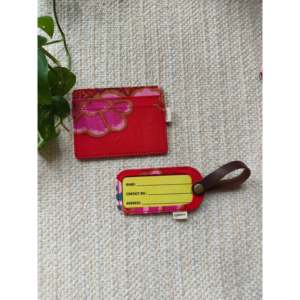 Ensemble de 3 accessoires de bagages Fruit Punch avec porte-étiquette nominative en cuir synthétique microfibre pour voyage et cadeaux - Product Image 1