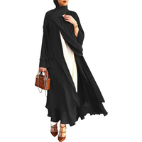 Haute Qualité Dubaï Style À Manches Longues Abaya Élégant Lâche Respirant Avant Ouvert Maxi Robe En Gros Abaya Style Turc