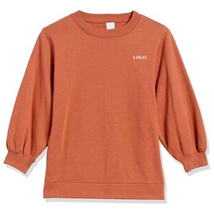 Sweat-shirt à capuche en tricot uni décontracté pour femmes, logo imprimé et brodé personnalisé, col rond, saison automne-hiver - Product Image 5