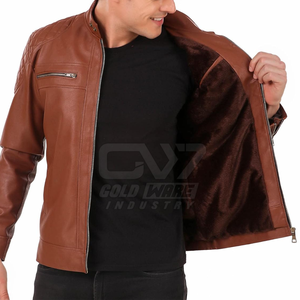 Venta al por mayor chaqueta de cuero de tamaño personalizado para uso en exteriores chaqueta de invierno de cuero genuino para hombres - Product Image 5