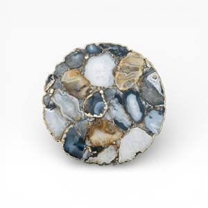 Rich <b>Purple</b> and Violet Agate Stone Coasters with Gold Trim for Elegant Dining Table <b>Decor</b> - Product Image 5