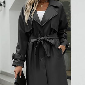 Abrigo Largo de Cuero para Mujer, el Más Vendido, Transpirable, para Invierno, Informal, Diseño Personalizado - Product Image 4